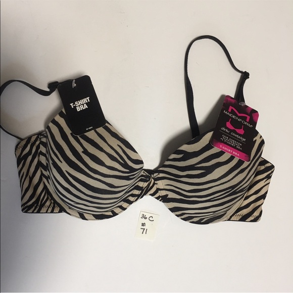 BRA MAIDENFORM DEMI COVERAGE ZEBRA PRINT 36C NWT - Picture 5 of 12